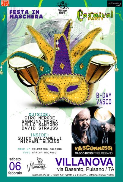 Carnival Party, festa in maschera con Vasconnessi in concerto  + Double Zone Dj