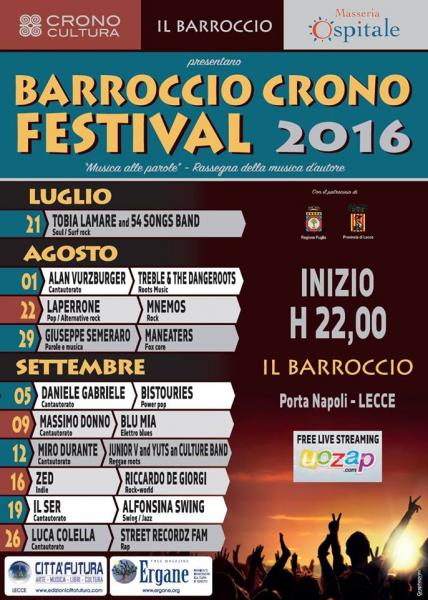 Prosegue la Rassegna musicale Barroccio CRONO Festival 2016- ‘Musica alle parole’