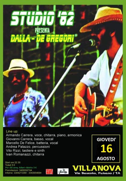 Omaggio a Lucio Dalla e Francesco De Gregori con Studio '82 in concerto