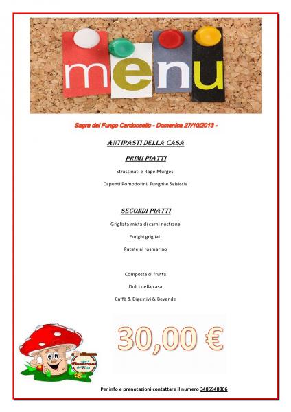 MENU' TIPICO MURGESE AL BEVERONI JAZZIN CLUB