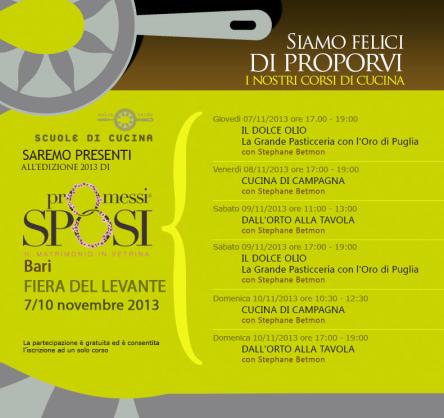 Future spose ai fornelli. Il 9 e 10 novembre Stephane Betmon per i corsi di 	Anice Verde a Promessi