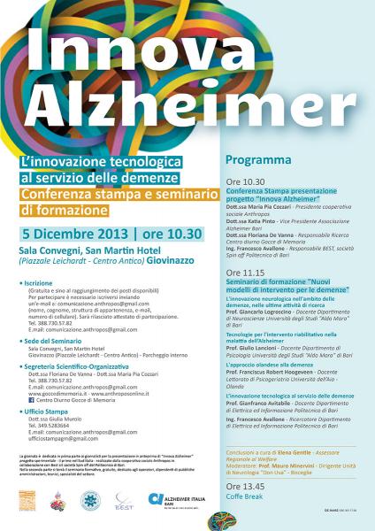 Innova Alzheimer. L’innovazione tecnologica  al servizio delle demenze.