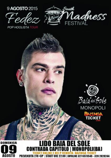 Fedez live a Monopoli il 9 Agosto per il South Madness Festival
