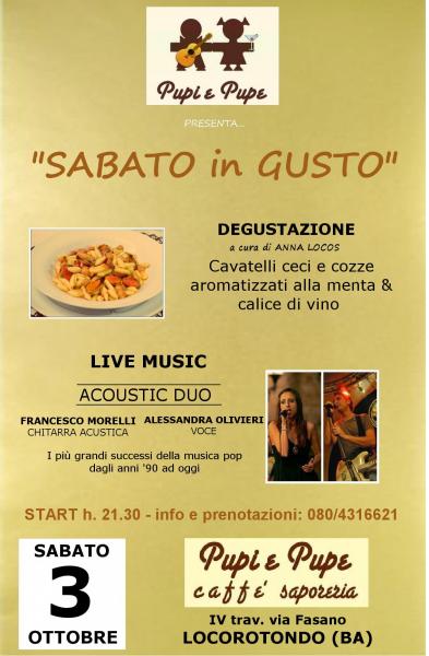 Degustazione e musica live al Pupi&Pupe