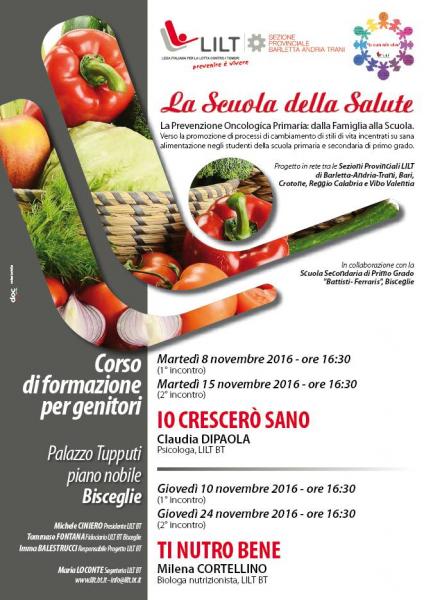 “LA SCUOLA DELLA SALUTE” LILT – CORSO DI FORMAZIONE PROMOZIONE SANI STILI DI VITA