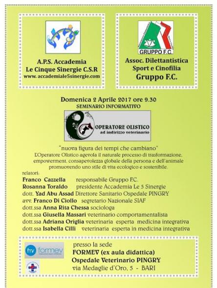 OPERATORE OLISTICO ad indirizzo VETERINARIO.
