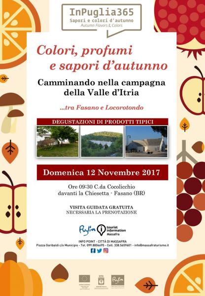 Colori, profumi e sapori d’autunno camminando nella campagna della Valle d’Itria.