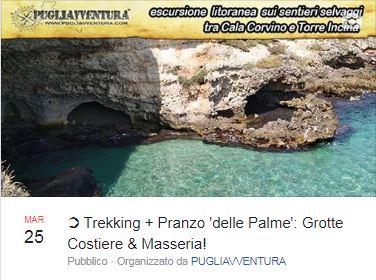 Trekking + pranzo delle Palme: grotte costiere & masseria!
