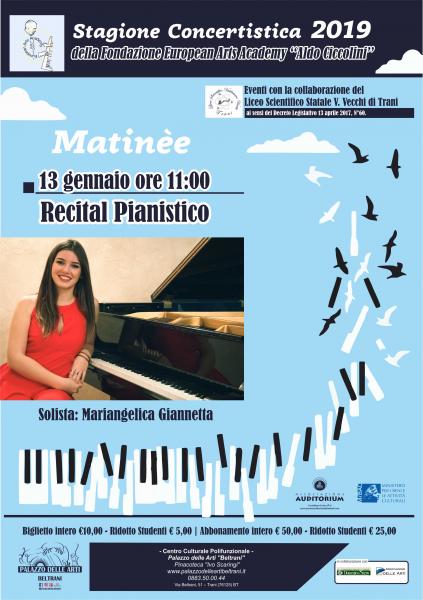 I APPUNTAMENTO STAGIONE CONCERTISTICA 2019 AL PALAZZO DELLE ARTI “BELTRANI”