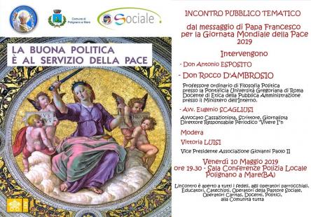 “LA BUONA POLITICA E’ AL SERVIZIO DELLA PACE”