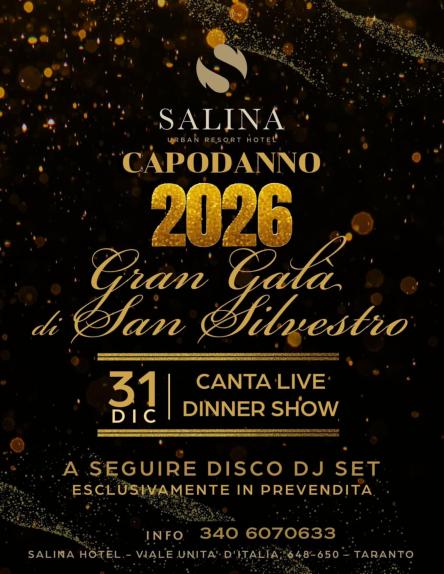 NOTTE DI CAPODANNO 2026 SALINA URBAN RESORT HOTEL